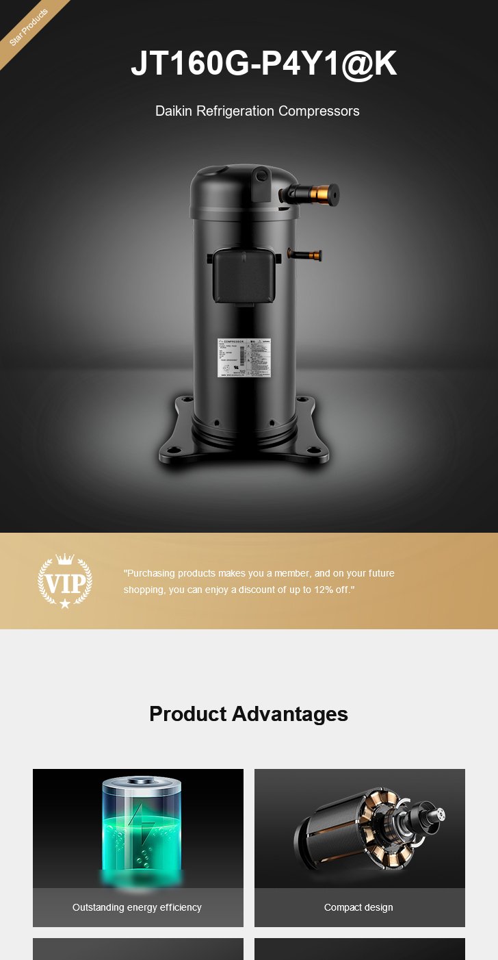 Daikin Compressor JT160G-P4Y1@K, technical parameters pdf, structure diagram